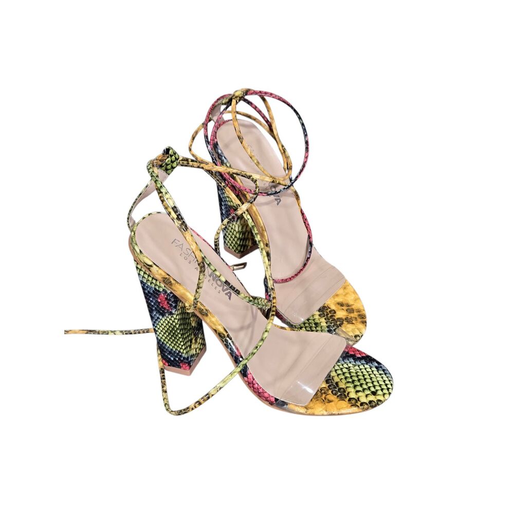 Fashion Nova Try To Let Go Heels Snake Print